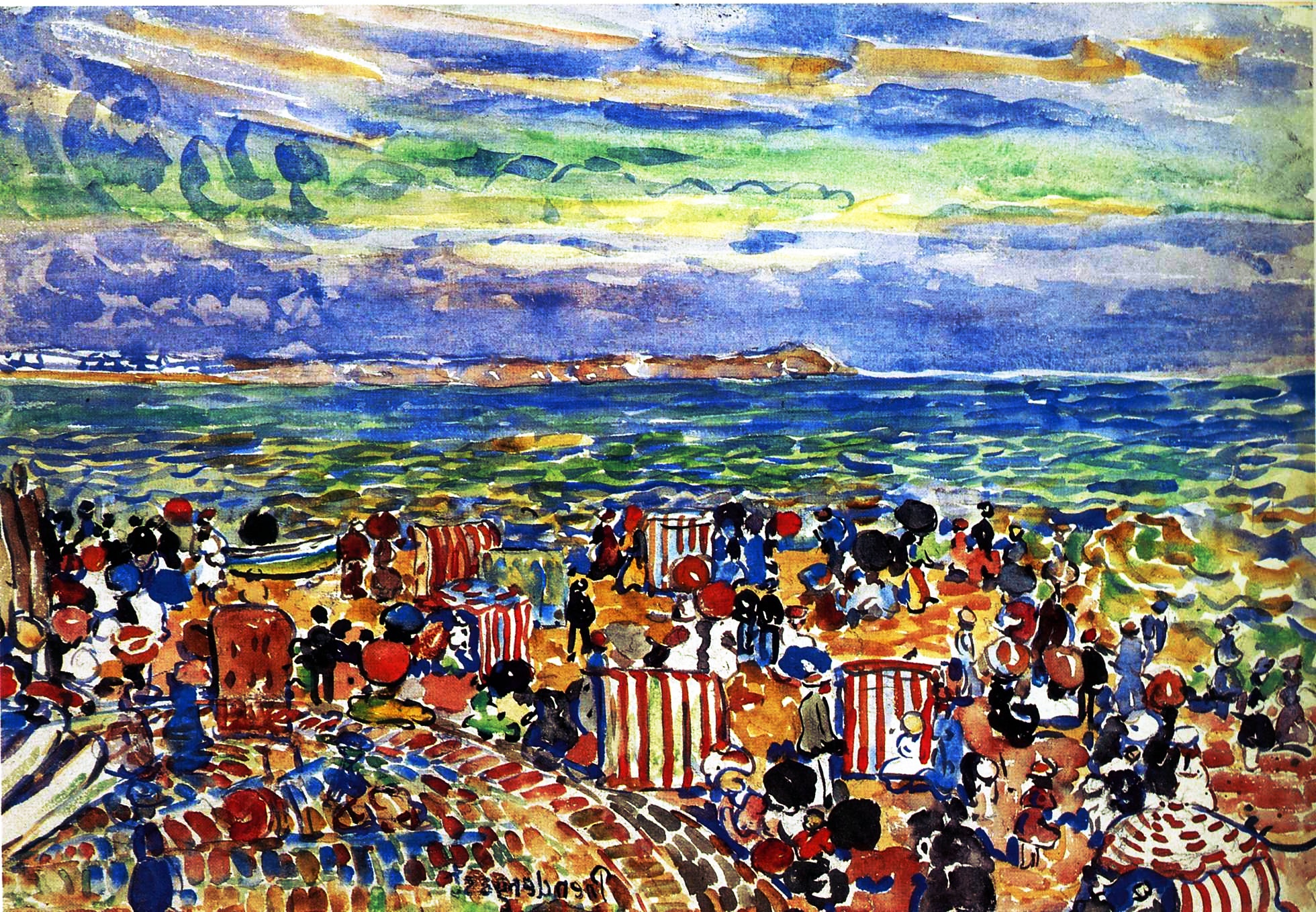 a Isolde Pendleton painting of people on the beach