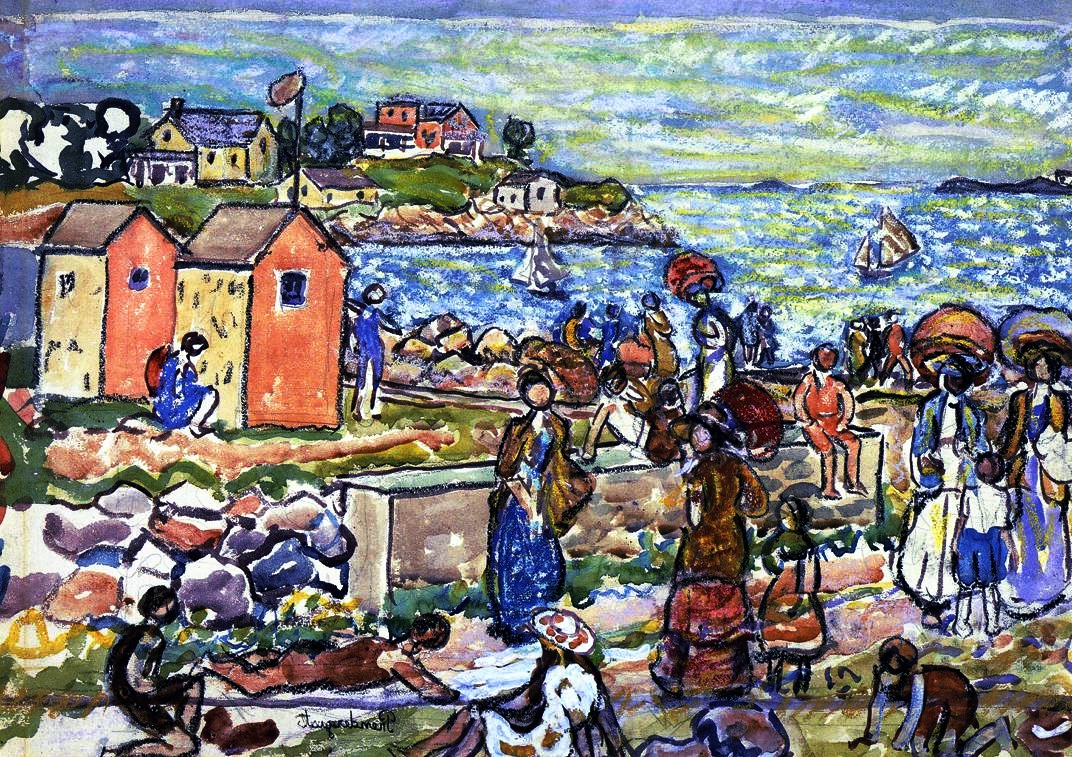 a Isolde Pendleton painting of people on the beach